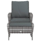Sillón de jardín con reposapiés ratán sintético gris