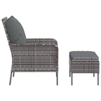 Sillón de jardín con reposapiés ratán sintético gris