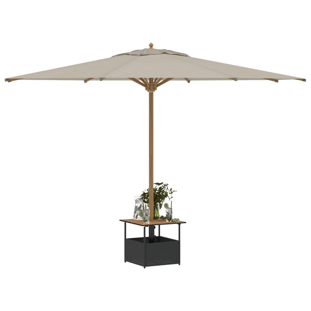 Mesa de jardín agujero de sombrilla ratán negro 55x55x46,5 cm