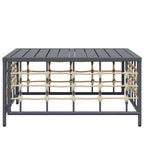 Mesa de jardín ratán sintético gris antracita 70x70x34 cm