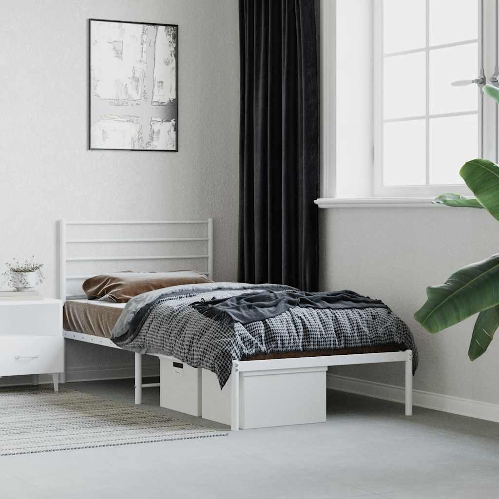Estructura cama con cabecero sin colchón marrón roble 100x190cm