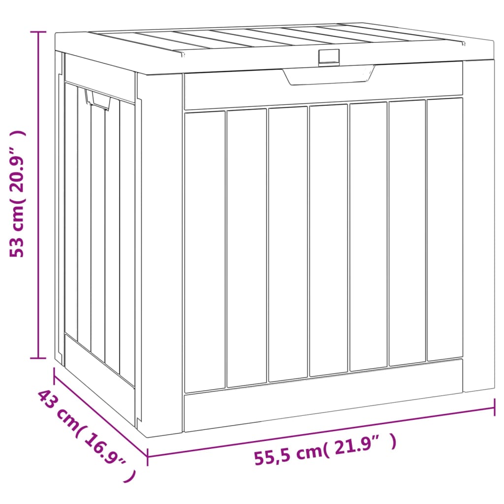 Caja de almacenaje de jardín polipropileno gris 55,5x43x53 cm