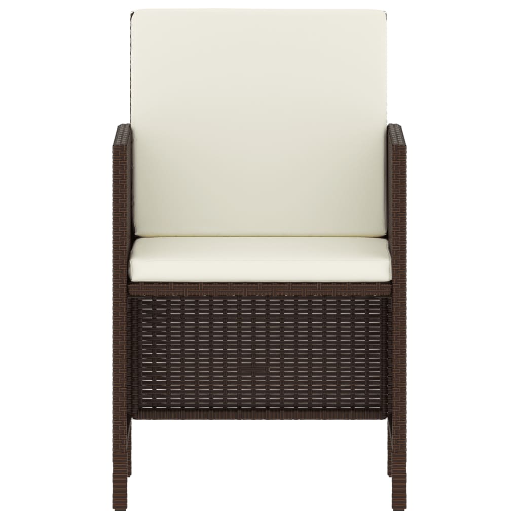 Set muebles de jardín 6 piezas y cojines ratán sintético marrón