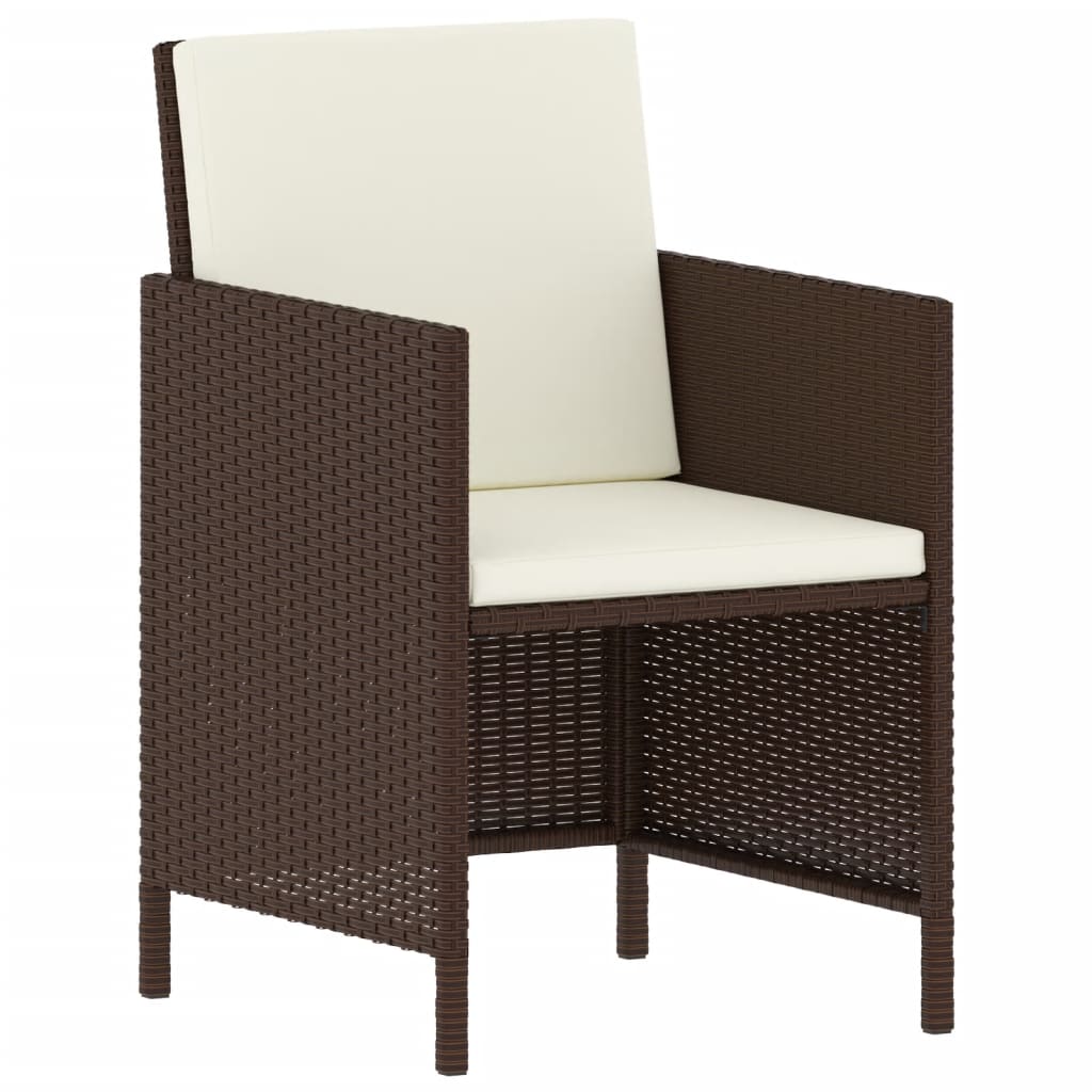 Set muebles de jardín 6 piezas y cojines ratán sintético marrón
