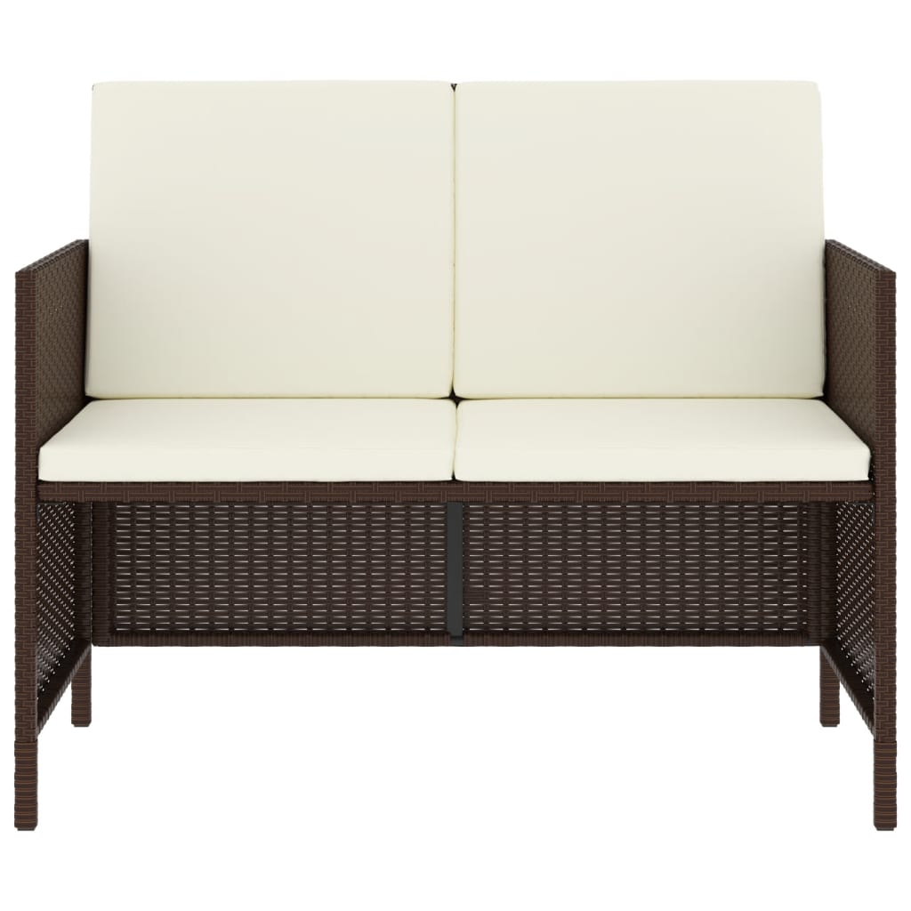Set muebles de jardín 6 piezas y cojines ratán sintético marrón