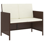 Set muebles de jardín 6 piezas y cojines ratán sintético marrón