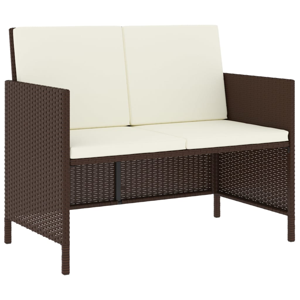 Set muebles de jardín 6 piezas y cojines ratán sintético marrón