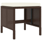 Set muebles de jardín 6 piezas y cojines ratán sintético marrón