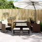 Set muebles de jardín 6 piezas y cojines ratán sintético marrón