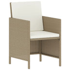 Set comedor de jardín 6 pzas con cojines ratán sintético beige