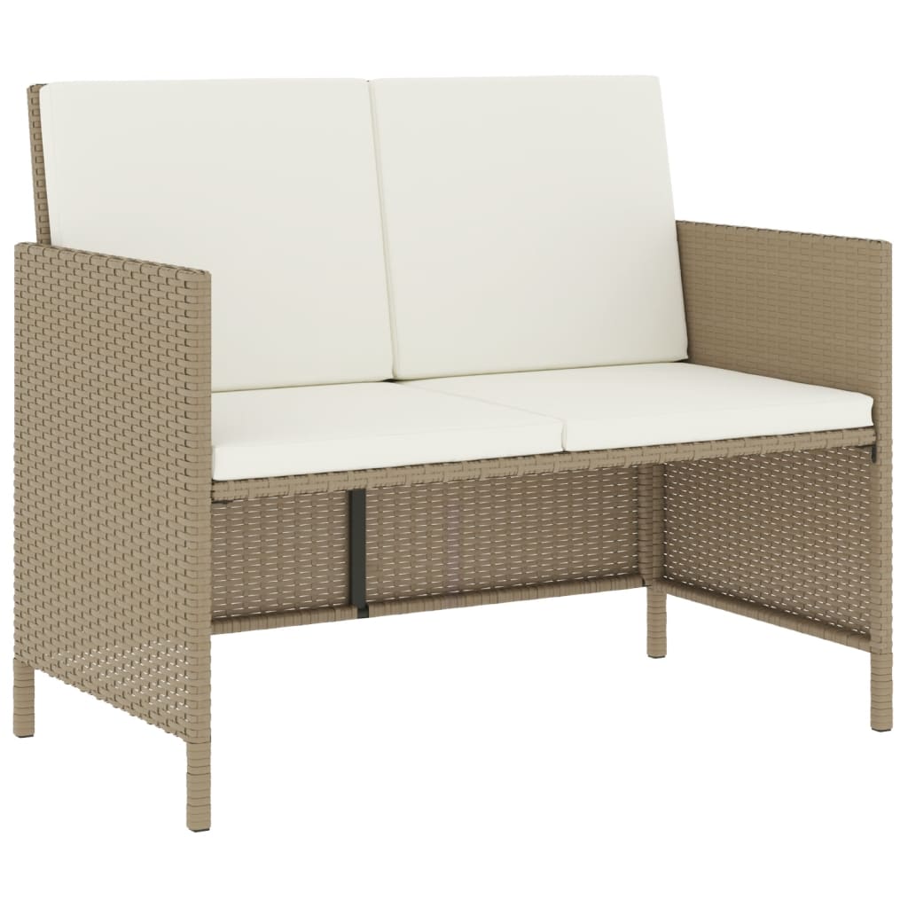 Set comedor de jardín 6 pzas con cojines ratán sintético beige
