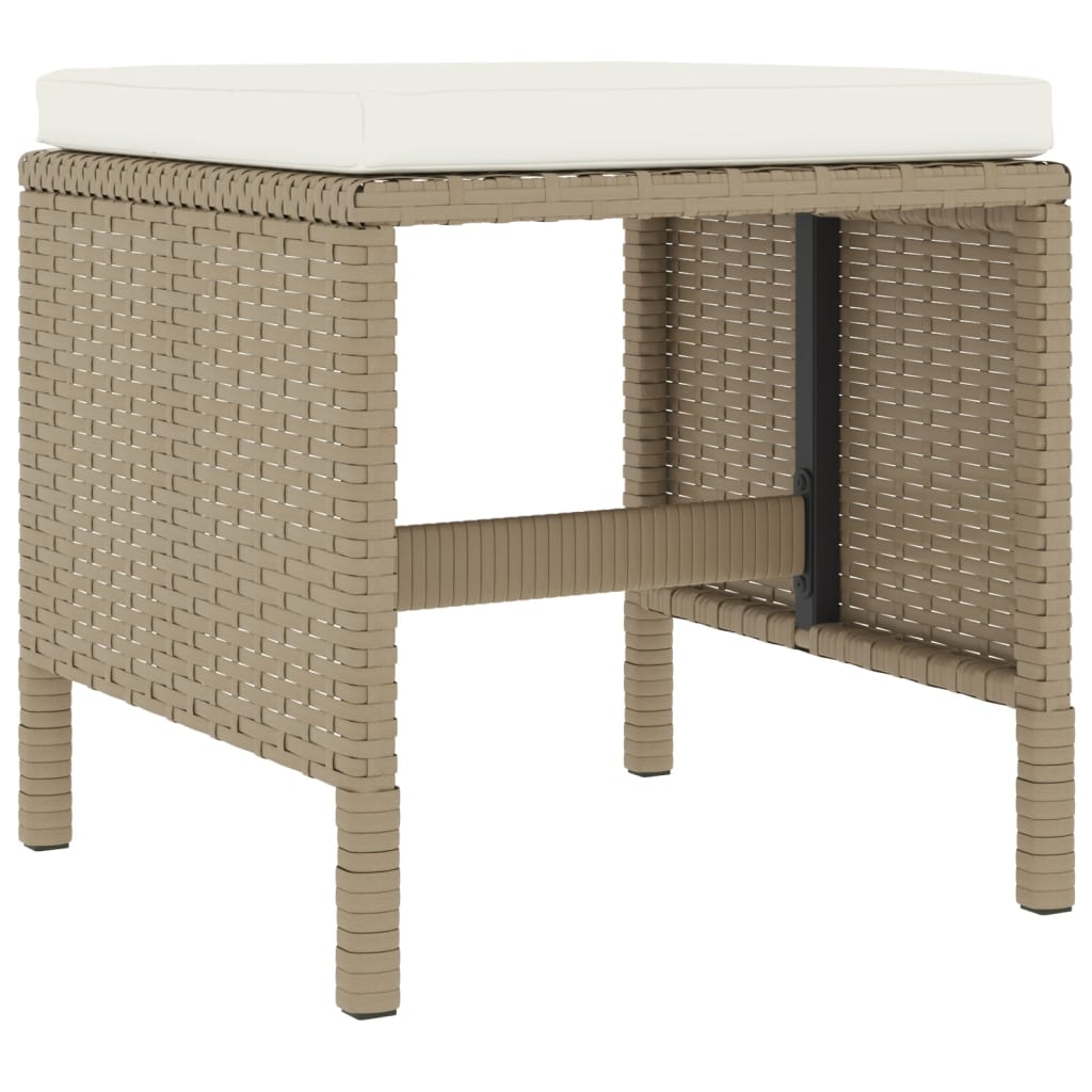 Set comedor de jardín 6 pzas con cojines ratán sintético beige