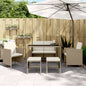 Set comedor de jardín 6 pzas con cojines ratán sintético beige
