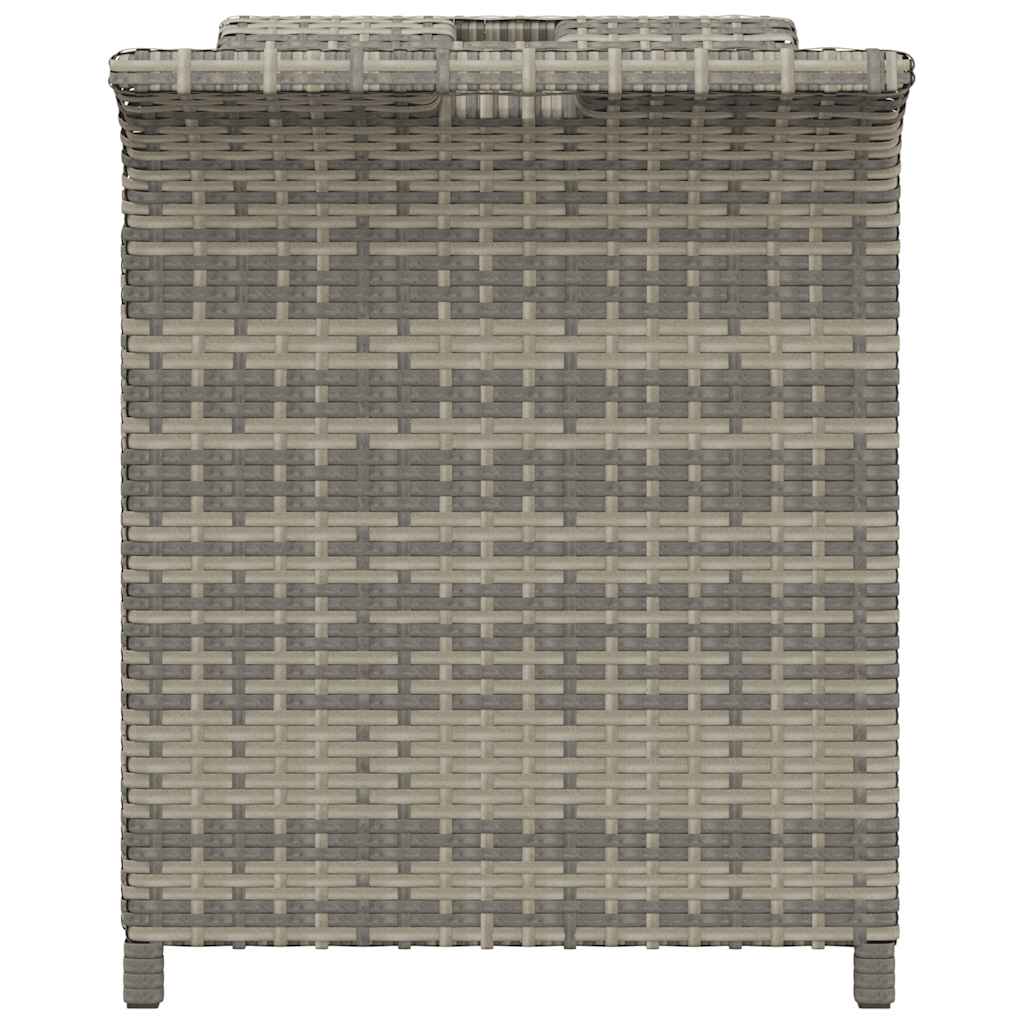 Banco de jardín con cojín ratán sintético gris 116x46x57 cm