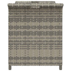 Banco de jardín con cojín ratán sintético gris 116x46x57 cm