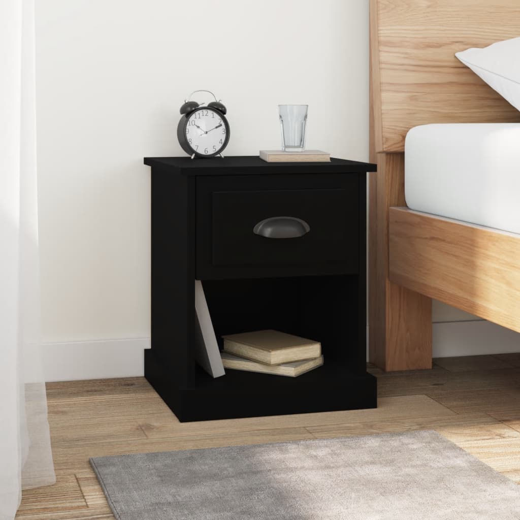 Mesita noche 2 uds madera contrachapada roble humo 39x39x47,5cm