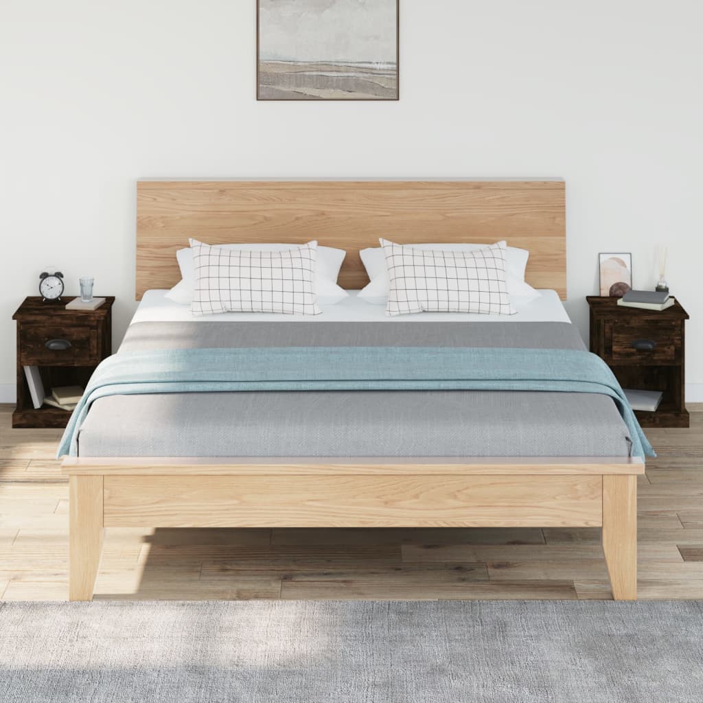 Mesita noche 2 uds madera contrachapada roble humo 39x39x47,5cm