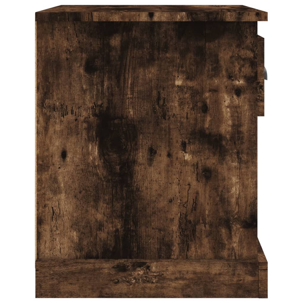 Mesita noche 2 uds madera contrachapada roble humo 39x39x47,5cm