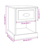 Mesita noche 2 uds madera contrachapada roble humo 39x39x47,5cm