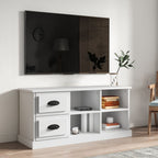 Mueble de TV madera contrachapada blanco brillo 100x35x50 cm