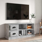Mueble de TV madera contrachapada blanco brillo 100x35x50 cm