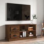 Mueble de TV madera contrachapada blanco brillo 100x35x50 cm