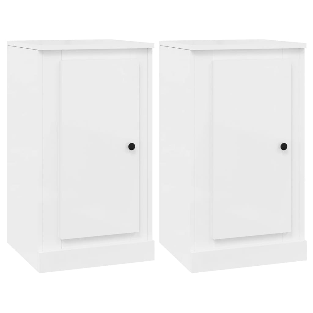 Aparadores 2 uds madera blanco brillante 37,5x35,5x67,5 cm