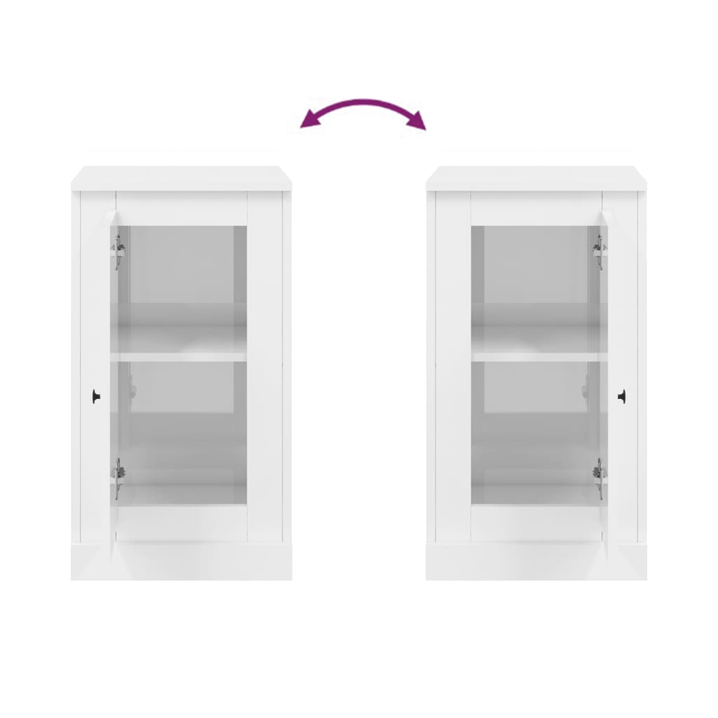 Aparadores 2 uds madera blanco brillante 37,5x35,5x67,5 cm