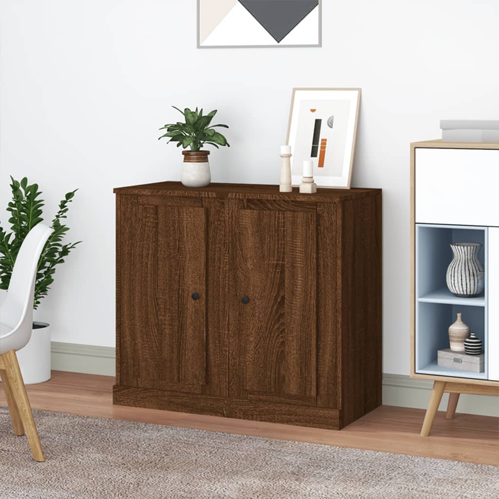 Aparadores 2 uds madera blanco brillante 37,5x35,5x67,5 cm