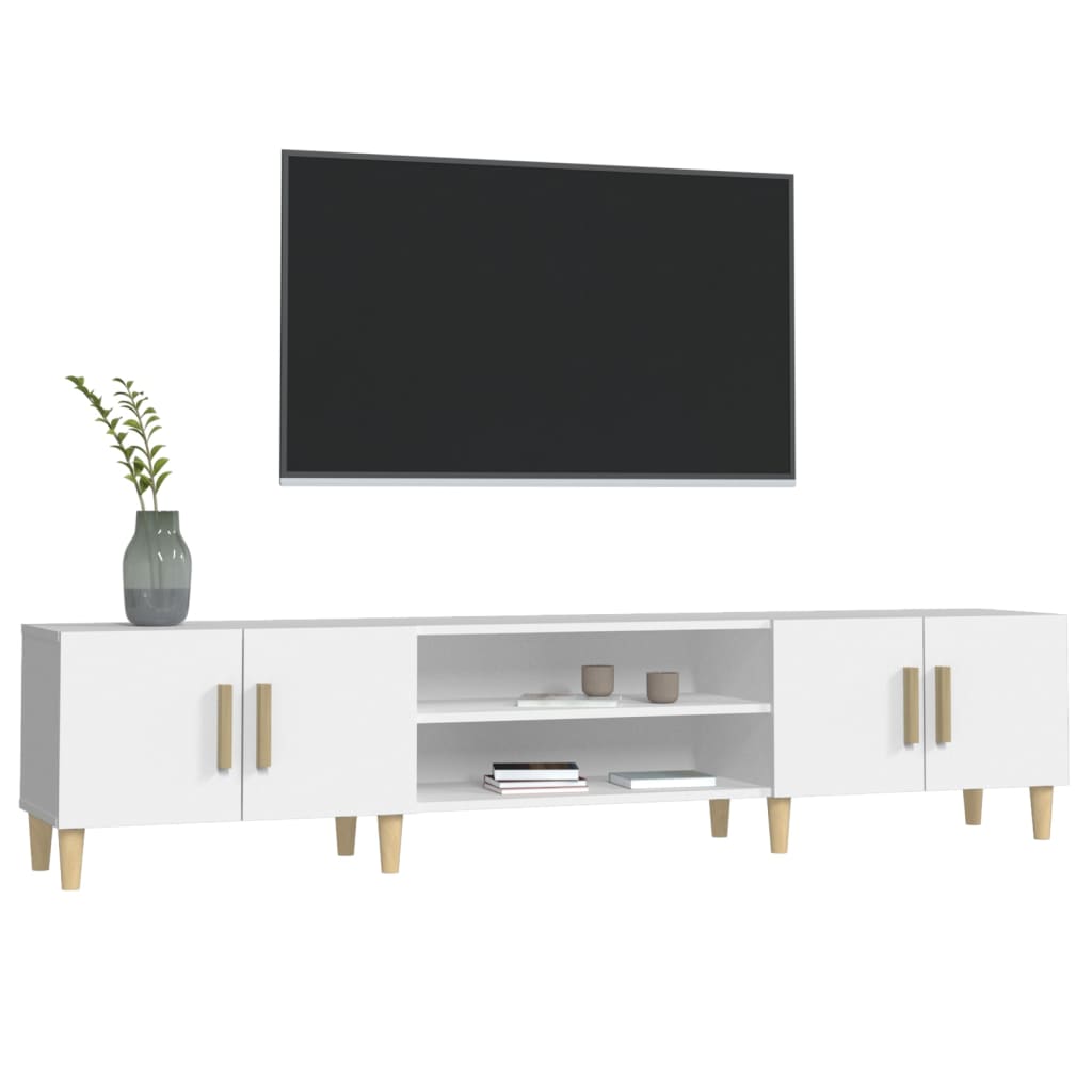 Mueble de TV blanco 180x31,5x40 cm madera de ingeniería