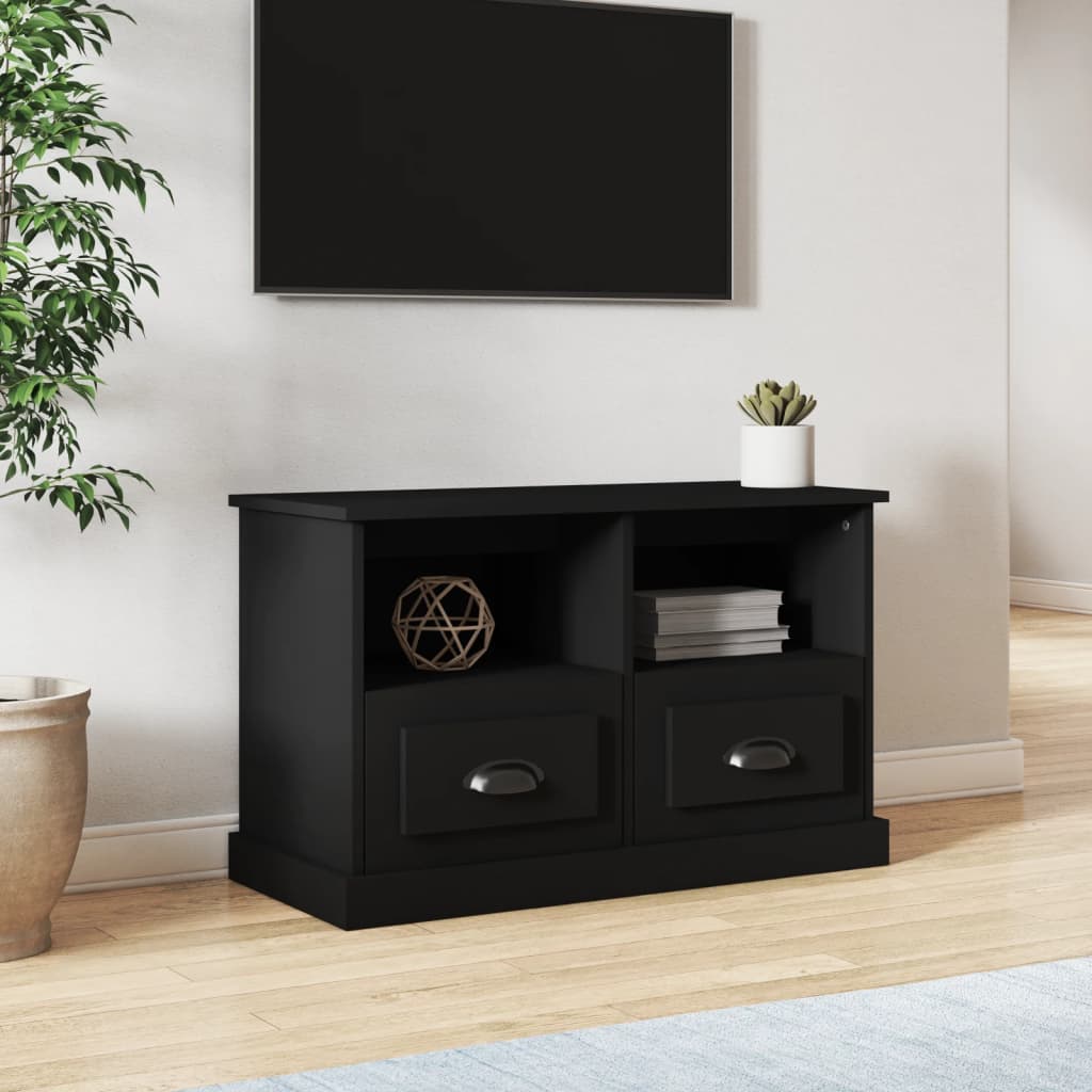 Mueble de TV madera contrachapada blanco brillo 100x35x50 cm