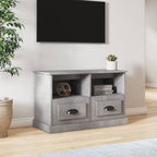 Mueble de TV madera contrachapada blanco brillo 100x35x50 cm