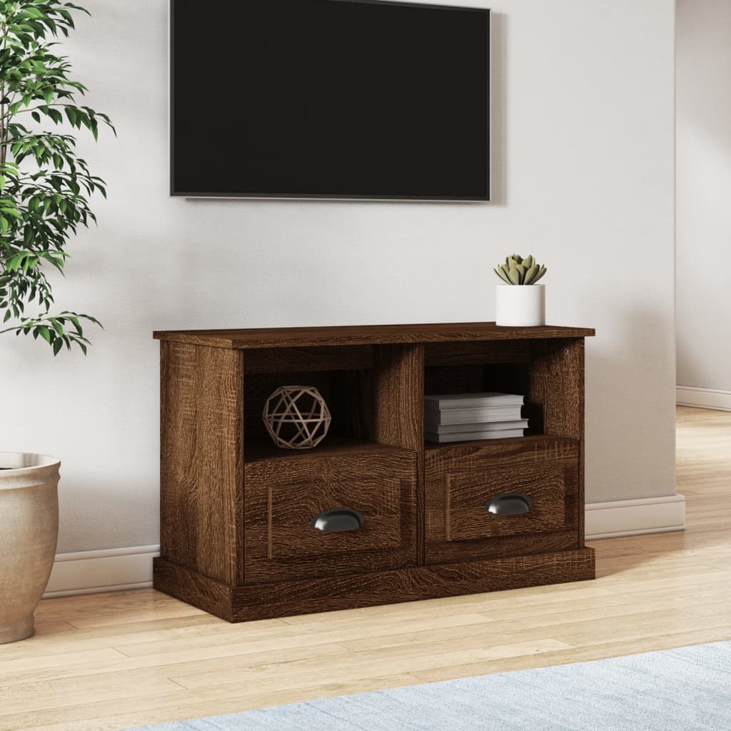 Mueble de TV madera contrachapada blanco brillo 100x35x50 cm