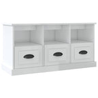 Mueble de TV madera contrachapada blanco brillo 100x35x50 cm
