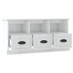 Mueble de TV madera contrachapada blanco brillo 100x35x50 cm