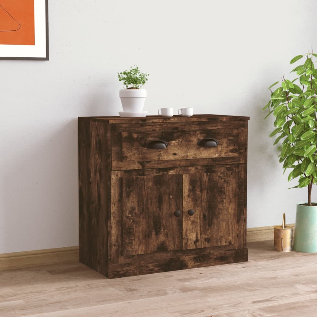 Aparador de madera contrachapada negro 60x35x70 cm