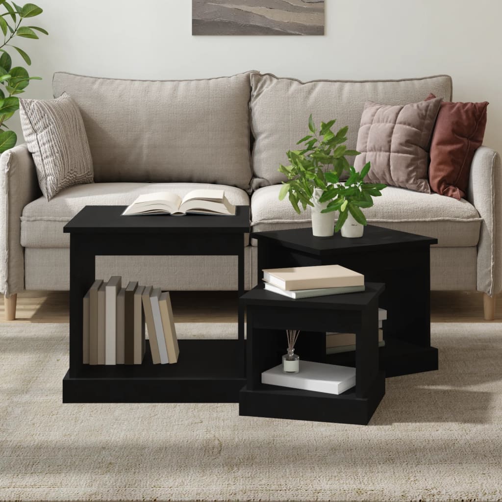 Coffee tables 3 pcs engineered wood white