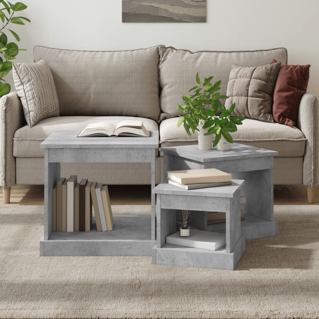 Coffee tables 3 pcs engineered wood white