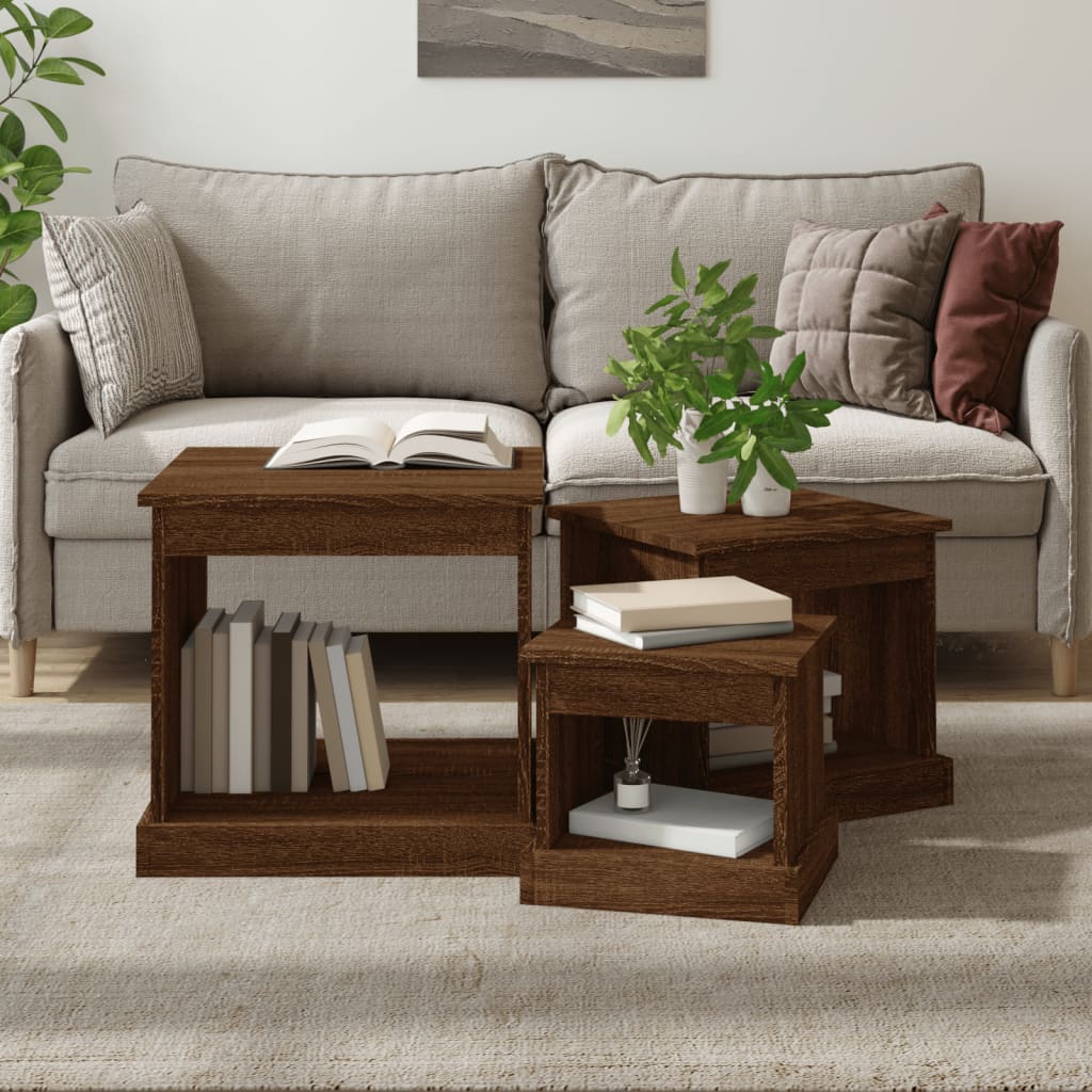 Coffee tables 3 pcs engineered wood white