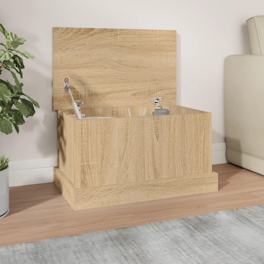 Caja de almacenaje de madera de ingeniería blanca 50x30x28 cm