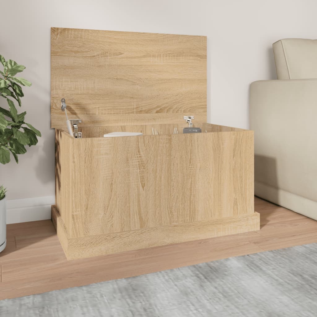 Caja de almacenaje de madera de ingeniería blanca 50x30x28 cm