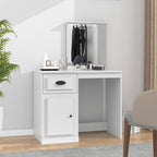 Tocador con espejo madera contrachapada blanco 90x50x132,5 cm