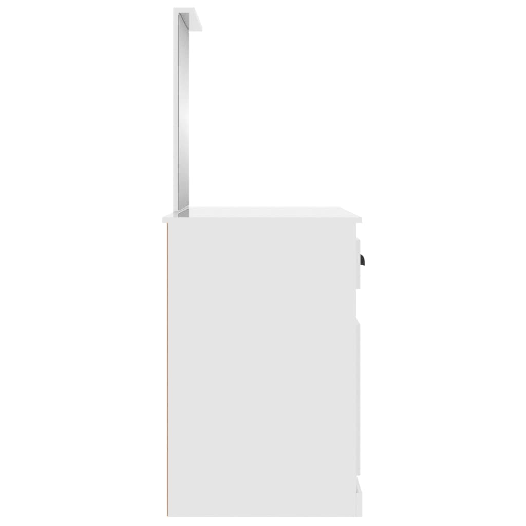 Tocador espejo madera contrachapada blanco brillo 90x50x132,5cm