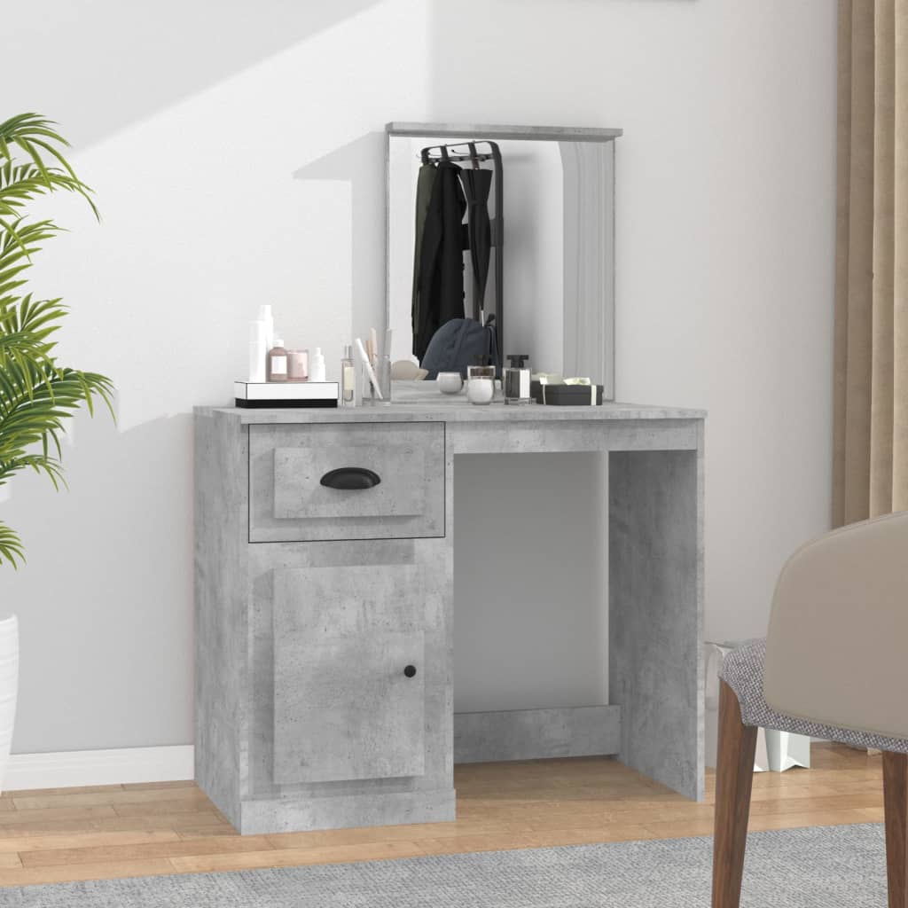 Tocador espejo madera contrachapada blanco brillo 90x50x132,5cm