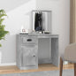 Dressing table with mirror, white gloss plywood, 90x50x132.5cm