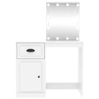 Tocador con LED madera contrachapada blanco 90x50x132,5 cm