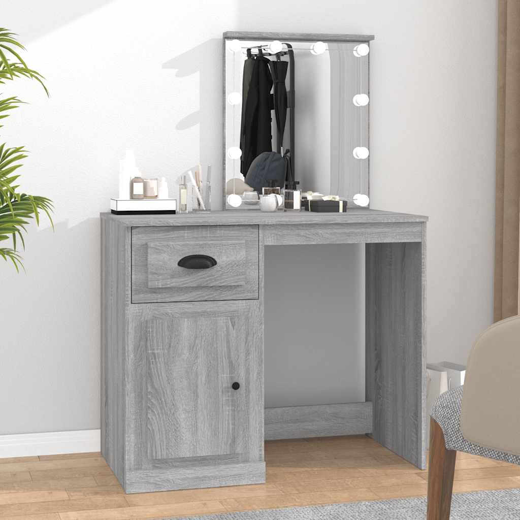 Tocador con LED madera contrachapada blanco 90x50x132,5 cm
