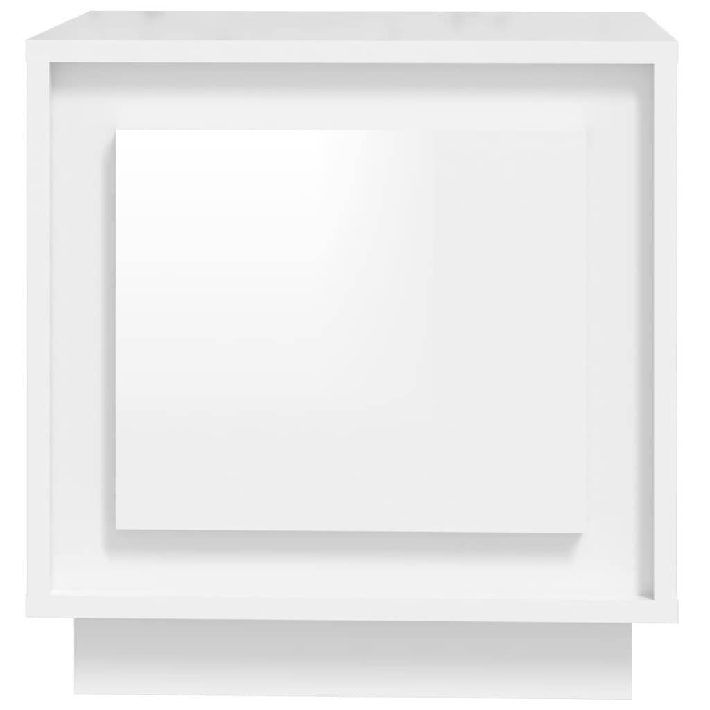 Mesita de noche madera contrachapada blanco brillo 44x35x45 cm