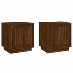 Mesita noche 2 uds madera contrachapada marrón roble 44x35x45cm