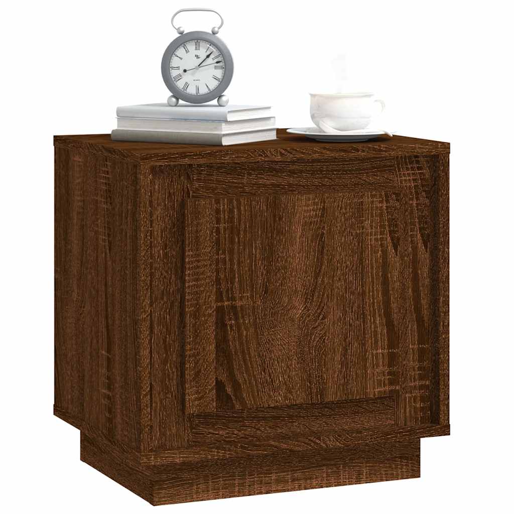Mesita noche 2 uds madera contrachapada marrón roble 44x35x45cm